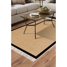 Kaymaz Dijital Mutfak & Salon Halı Luna Pamuk Saçaklı Dokuma E5001 Açık Kahverengi