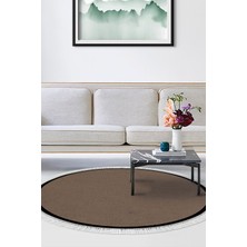 Kaymaz Dijital Mutfak & Salon Halı  Toprak Saçaklı Yuvarlak Dokuma E5001 Koyu Kahve