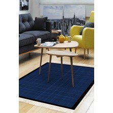 Kaymaz Dijital Mutfak & Salon Halı Luna Pamuk Saçaklı Dokuma E5007 Koyu Lacivert