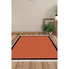 Kaymaz Dijital Mutfak & Salon Halı Luna Pamuk Saçaklı Dokuma E5007 Kiremit