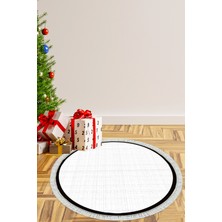 Kaymaz Dijital Mutfak & Salon Halı Luna Pamuk Saçaklı Yuvarlak Dokuma E5007 Gri Beyaz