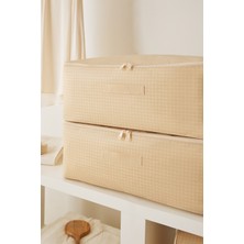 Home Wave 4 Adet Orta Boy Bej Pötikare Baza Altı Valiz Düzenleyici Hurç 52 x 28 x 21  cm