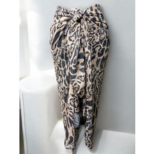 Uzun Zebra ve Leopar Desenli Şifon Pareo