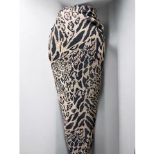 Uzun Zebra ve Leopar Desenli Şifon Pareo
