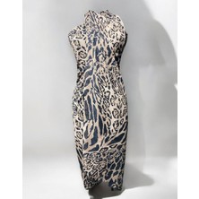 Uzun Zebra ve Leopar Desenli Şifon Pareo