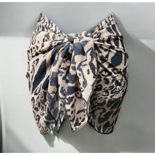Kısa Zebra ve Leopar Desenli Şifon Pareo