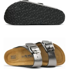 Fly Soft Milano Deri Çocuk Terlik Platin