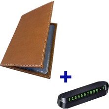 Microcase Suni Deri Oto Ruhsat Kabı Kılıfı Ruhsatlık + Ön Arka Panel Numaratör 1 Adet- AL5038