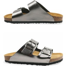 Fly Soft Milano Deri Çocuk Terlik Platin