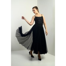 By Saygı Kadın Beli Lastikli Astarlı Tül Etek