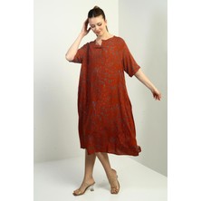 By Saygı Kadın Şal Desenli Cepli Oversize Elbise