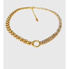 Glare Jewellery Halka Geçişli Su Yolu Altın Kaplama Kolye