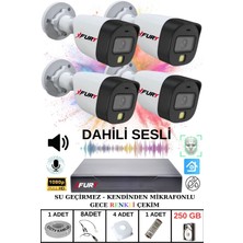 Fury 4 Lü Sesli Gece Renkli Görüş Güvenlik Kamerası Su Geçirmez Güvenlik Kamerası Seti 250GB