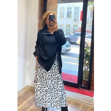 Saten Maxi Leopar Desen Etek