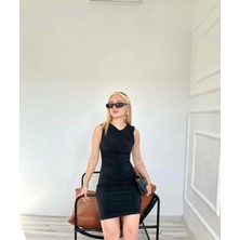 Kadın Büzgülü Elbise Siyah