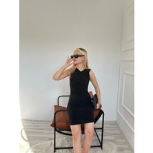 Kadın Büzgülü Elbise Siyah