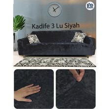 Baqdo Kadife 3 Kişilik Koltuk Örtüsü Streç Lastikli Esnek, Çekyat, Kanepe Kılıfı, Koltuk Örtüsü 1 Adet Siyah