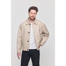 Sivaist Krem Erkek Basic Suni Deri Yazlık Ceket&Mont