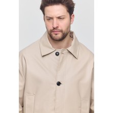 Sivaist Krem Erkek Basic Suni Deri Yazlık Ceket&Mont