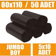 Gold Ambalaj Jumbo Boy Çöp Poşeti 5'li (10x5 50 Adet) Jumbo Boy Çöp Torbası Yırtılmaz Kalın Eşya Poşeti Taşınma Poşeti