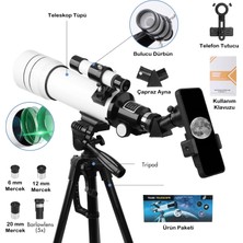 Umotech Profesyonel 333X Astronomik Gökyüzü Ay Doğa Teleskobu Tripod Telefon Tutucu Ay+Güneş Filtresi