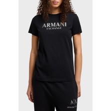 Armani Exchange Pamuk Regular Fit Bisiklet Yaka Logolu T Shirt Bayan T Shirt XW000387 AF10354 UC001