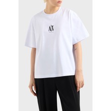 Armani Exchange Logo Baskılı Relaxed Fit Bisiklet Yaka T Shirt Bayan T Shirt XW001182 AF15085 U0002