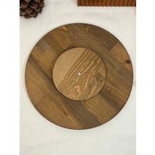 Bual Concept Ahşap Dönen Yuvarlak Sunumluk Dekoratif Mutfak Sunumluk Ahşap Ceviz Renk 30 cm