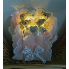 Sole Sevgiliye; LED Peri Işıklı Premium Giysili Yumoş Peluş Ayıcık Buketi