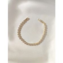 14 Ayar Altın Kaplama Çiçek Desenli Bileklik