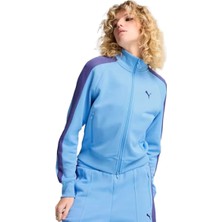 Puma T7 Always On Track Kadın Kapüşonlu Mavi Günlük Stil Ceket Düz Desen
