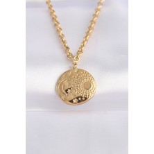 Sinerji Shop 316L Çelik Zincir Altın Renk Oval Desenli Kolye - TJ-BKO8634