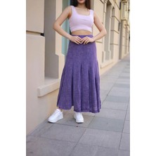 Fibula Butik Etnik Bohem ve Otantik Tarz Taşlanmış Bel Lastikli Standart Beden Tasarım Astarlı Pamuk Triko Etek
