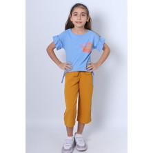 HÇM Kız Çocuk Ikili Takım Sırt Baskılı Püsküllü Kolları Fıfırlı F20