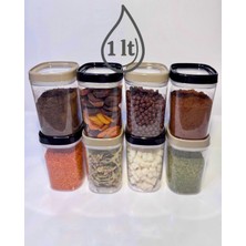 3 Adet Premium Quality Luxury Kuru Gıda Saklama Kabı Seti 1 Lt Mutfak Kiler Organizer Seti