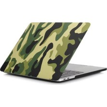 Macbook Retina 13'inç A1502 - A1425 2in1 Yeşil Kamuflaj Desenli Mat Doku Kılıf