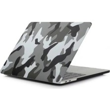 Macbook Retina 12'inç A1534 Kılıf 2in1 Gri Kamuflaj Desenli Mat Doku