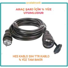 Srcelektronik HES KABLOLU ARAÇ ŞARJI İÇİN (1-10 METRE arası) 3x4 TTR TAM BAKIR UZATMA SEYYAR TÜM ARAÇLAR İÇİN UYUMLU.