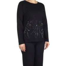 Ece Giyim Kadın Etek Işlemeli Taşlı Likralı Bluz