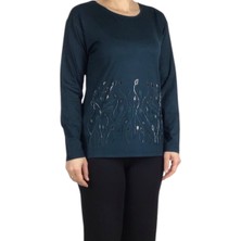 Ece Giyim Kadın Etek Işlemeli Taşlı Likralı Bluz