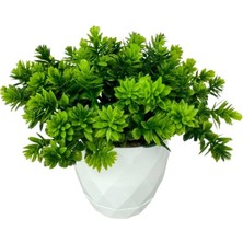 Yapay Çiçek Beyaz Saksıda Lotus Dekoratif Masa Çiçeği 15 cm