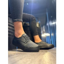 Sun&north Knack Fitilli Desenli Günlük Ayakkabı 076 Siyah (Siyah Taban)
