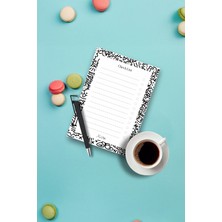 Kalın Çizgiler Tasarımlı Magnetli Kalem ve Magnetli Bloknot Yapraklı Buzdolabı Alışveriş Checklist 9.5X14.5 cm 50