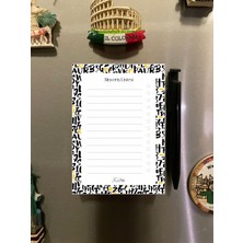 Tasarımlı Magnetli Kalem ve Magnetli Bloknot Yapraklı Buzdolabı Alışveriş Checklist 9.5X14.5 cm 50 Yaprakabcd