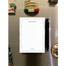 Noktalar Tasarımlı Magnetli Kalem ve Magnetli Bloknot Yapraklı Buzdolabı Alışveriş Checklist 9.5X14.5 cm 50 Yaprak