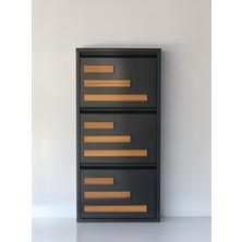 Formet 3 Raflı Mdf Dekorlu Metal Ayakkabılık