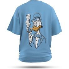 Zestia  T-Shirt,Smoking Duck Sırt Baskılı,Regular,  Pamuk,Mavi T-Shirt No:00719