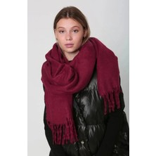 Fresco Scarfs Yumuşak Dokulu Renkli  Desenli Atkı Şal Omuz Şalı Bordo