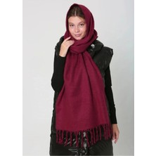 Fresco Scarfs Yumuşak Dokulu Renkli  Desenli Atkı Şal Omuz Şalı Bordo