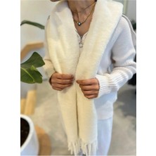 Fresco Scarfs Yumuşak Dokulu Renkli  Desenli Atkı Şal Omuz Şalı Ekru